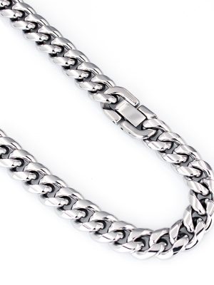 Russian Stainless Steel round Grinding Encryption Men's Cuban Necklace Jewelry Buckle Bracelet Thick Type