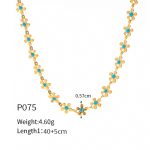 color: P075-Double-sided Enamel Necklace 40+5cm