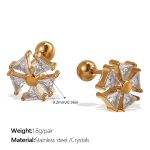 color: EH1004WEG Crystal Stone Gold Stud Earrings