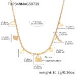 color: TXP348-Gold Lock Pendant Necklace 41+5cm