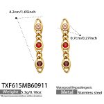 color: TXF615-Red Zircon Gold Earrings
