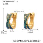 color: F1209-Blue Color Zircon Earrings -Large