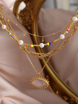 French Style Cold Geometric Modeling Jewelry Chain Simple All-Match Stainless Steel Gold-Plated Jewelry Suit for Women