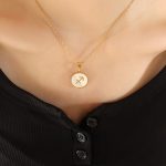 color: P1320-Gold Sagittarius Necklace -40+5cm