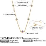 color: TXP148-Blue Zircon Gold Necklace 41+5cm