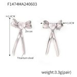 color: F1474-Steel Color White Zircon Earrings
