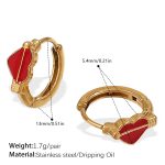 color: EH1147RDG Red Enamel Small Hoop Earrings