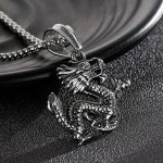 Classic Pendant Retro Auspicious Chinese Dragon Zodiac Dragon Tengtianxia Stainless Steel Pendant Necklace Ornament