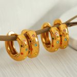 Light Luxury Colorful Crystals Ear Ring Stainless Steel Personality Shining Disco Dancing Earrings Eight Awn Star Ear Clip Women