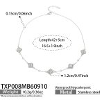 color: TXP008-Four-petal Flower Zircon Steel Color Necklace -42+5cm