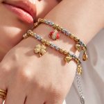 Exquisite Full Heart-Shaped Zircon Insect Stainless Steel Multi-Pendant Bracelet High-Grade Women's Bracelet Ornament