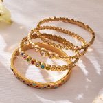 Stainless Steel Inlaid 5A Zircon Geometric Buckle Bracelet Combination Luxury Exquisite Vintage Bracelet Does Not Fade