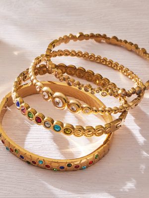 Stainless Steel Inlaid 5A Zircon Geometric Buckle Bracelet Combination Luxury Exquisite Vintage Bracelet Does Not Fade