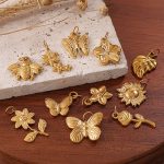 New Stainless Steel Plated 18K Gold Pendant Ornaments Butterfly Flower Leaf Shape