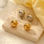 Stainless Steel Ball Hollow Earrings Women's 18K Gold Plating Earrings Light Luxury