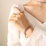 color: E314-Purple Zircon Bracelet -17cm