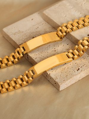 New Cool Personality Stainless Steel Gold-Plated Creative Geometric Bracelet Simple and Light Luxury Ornament Women