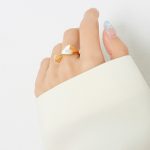color: A017-Gold White Sea Shell Ring / size: US 7