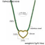 color: TXP455-Gold Green Zircon Necklace 41+5cm