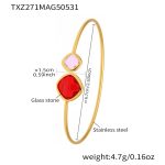 color: TXZ271-Gold Imported Czech Red Glass Bangle