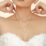 Creative Twill Cross Zircon Pendant Necklace Women's Light Luxury Twin Stainless Steel Clavicle