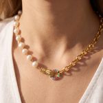 Hand Master Ring Zircon Freshwater Pearl Stainless Steel Advanced All-Match Clavicle Chain Neck Chain Female