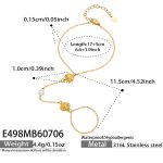 color: E498-Scallop Micro-inlay Zircon Gold Knuckle Chain -17+5cm