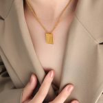 color: P1506-I Letter Gold Necklace -40+5cm