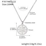 color: P367-Round Diameter 16mm Steel Color Necklace 41+5cm