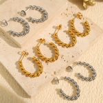 French Style Retro Twist Earrings Women's New High-Grade Earrings Circle Ear Studs Tide Plated 18K Twisted Wire
