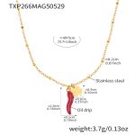 color: TXP266-Gold Red Chili Necklace 40+5cm