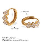 color: EH1096WEG White Rhinestone Gold Hoop Earrings
