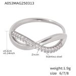 color: A053-Steel Color Zircon Ring / size: US 7