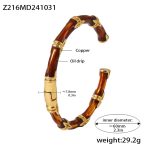 color: Z216-Gold Bamboo Joint Open Bangle