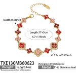 color: TXE130-Red Color Zircon Gold Bracelet -17+5cm