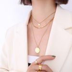 color: P595-Gold Three Layer Necklace