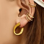 Geometric Hollow Water Drops Stainless Steel 18K Gold Plating Ear Ring Retro High-Grade Light Luxury Non-Fading Earrings for Women