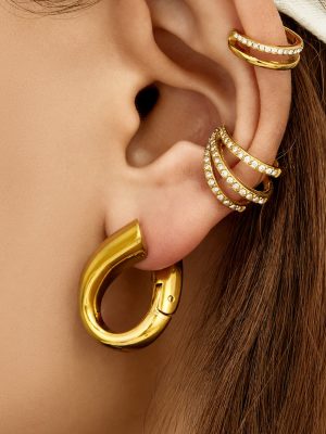 Geometric Hollow Water Drops Stainless Steel 18K Gold Plating Ear Ring Retro High-Grade Light Luxury Non-Fading Earrings for Women