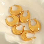 Commute Minimalist French Personality Geometry U-Shaped Hollow Stainless Steel Women's Earrings