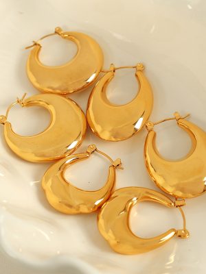 Commute Minimalist French Personality Geometry U-Shaped Hollow Stainless Steel Women's Earrings