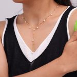 Tassel Necklace Imitation Pearl Pendant Necklace Sweet Elegance Princess 18K Gold Plating Stainless Steel Ornament