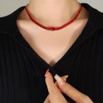 color: P1234-Red Zircon Necklace -40+5cm