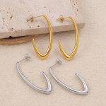 Stainless Steel Minimalistic C- Shaped Earrings Women's High-Grade Elegant All-Match Earrings