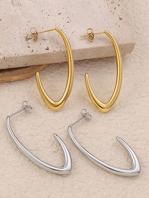 Stainless Steel Minimalistic C- Shaped Earrings Women's High-Grade Elegant All-Match Earrings
