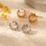 Commuter's All-Matching Twist Chain Winding Woven round Ring Earrings Temperament 18K Gold Ear-Ring Clip Female Ins Advanced