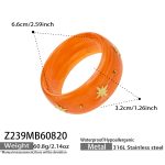 color: Z239-Orange Resin Wide Band Gold Bangle