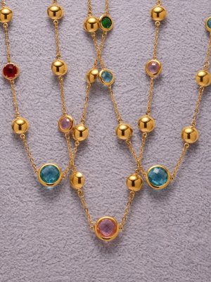 Super Shiny Transparent Cut Glass Necklace Stainless Steel Color Retaining Elegant Graceful Party Jewelry for Women