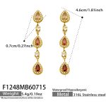 color: F1248-Red Color Zircon Drop Gold Earrings