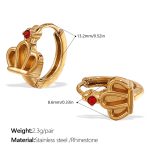 color: EH1055RDG Red Rhinestone Gold Small Hoop Earrings