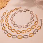 High Polished Oval Egg-Shaped Bracelet Necklace Environmentally Friendly Stainless Steel Jewelry